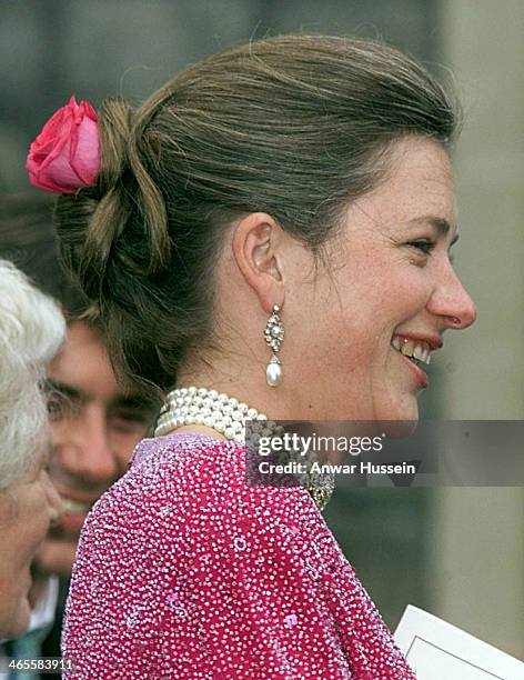 Royal nanny Tiggy Legge-Bourke attends the wedding of Prince Edward and Sophie Rhys-Jones at St. George's Chapel on June 19, 1999 in Windsor, England.