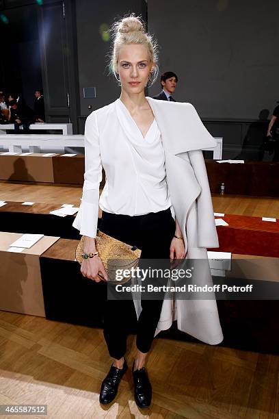 Actress Aymeline Valade attends the Chloe show as part of the Paris Fashion Week Womenswear Fall/Winter 2015/2016 on March 8, 2015 in Paris, France.
