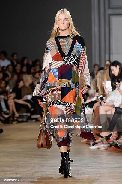 Model walks the runway during the Chloe show as part of the Paris Fashion Week Womenswear Fall/Winter 2015/2016 on March 8, 2015 in Paris, France.