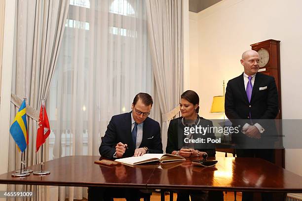 Crown Princess Victoria of Sweden and Prince Daniel of Sweden attend the "Modern Green Cities" conference with Michael Westhagemann, at the Chamber...