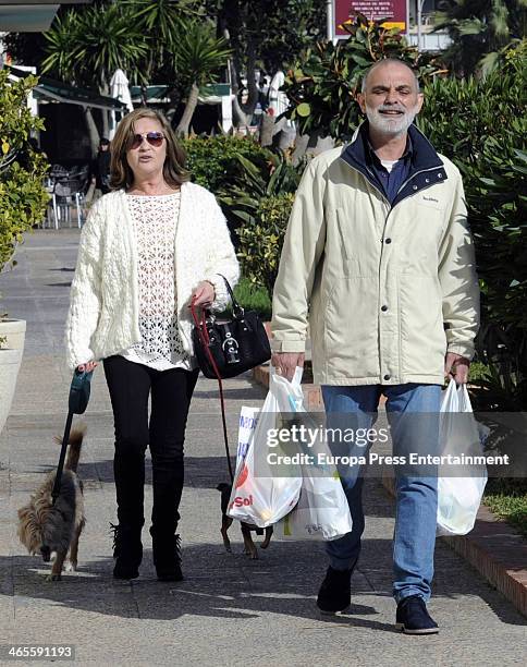 Pepa Flores 'Marisol' and her boyfriend Maximo Stecchiny are seen on January 9, 2014 in Malaga, Spain.