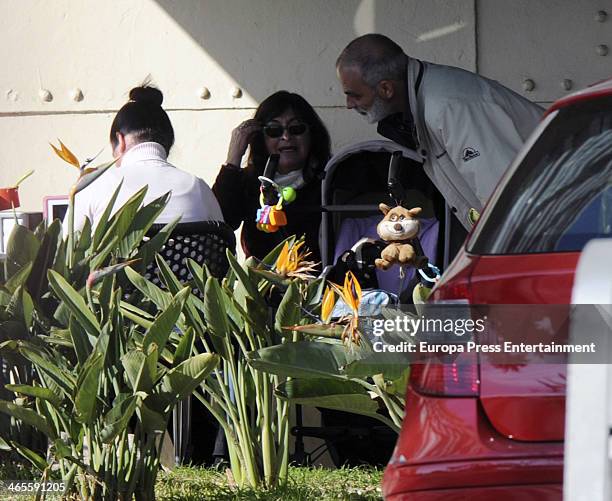 Pepa Flores's Maximo Stecchiny and her daughter Tamara Gades are seen on January 9, 2014 in Malaga, Spain.