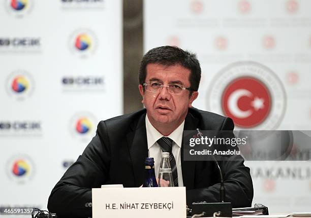 Turkish Economy Minister Zeybekci and French Foreign Trade Minister Nicole Bricq attend the Turkish French Business Forum in Istanbul, Turkey, on...