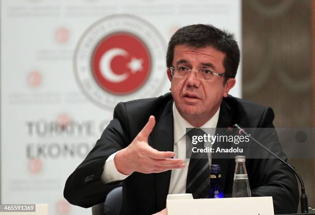 Turkish Economy Minister Zeybekci and French Foreign Trade Minister Nicole Bricq attend the Turkish French Business Forum in Istanbul, Turkey, on...