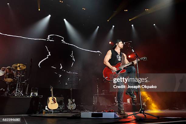 Kip Moore performs on stage during Day 2 of C2C at The O2 Arena on March 8, 2015 in London, United Kingdom.