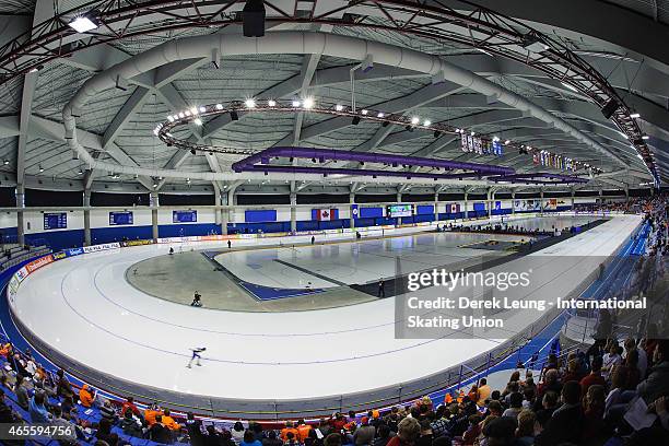 General view of the interior of the Olympic Oval during the women's 5000m during the ISU World Allround Speed Skating Championships at Olympic Oval...