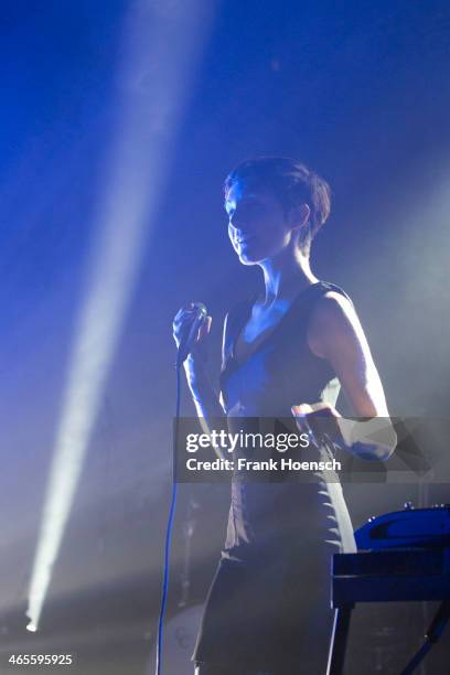 American Singer Channy Leaneagh of Polica performs live during a concert at the Heimathafen Neukoelln on January 27, 2014 in Berlin, Germany.