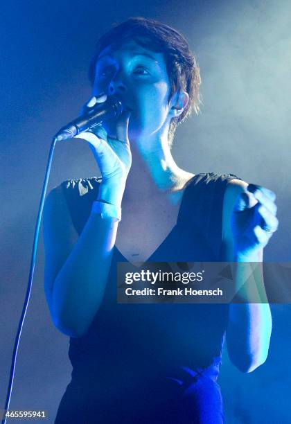 American Singer Channy Leaneagh of Polica performs live during a concert at the Heimathafen Neukoelln on January 27, 2014 in Berlin, Germany.