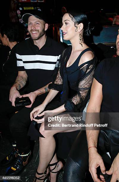 Johnny Wujek and singer Katy Perry attend the Givenchy show as part of the Paris Fashion Week Womenswear Fall/Winter 2015/2016 on March 8, 2015 in...