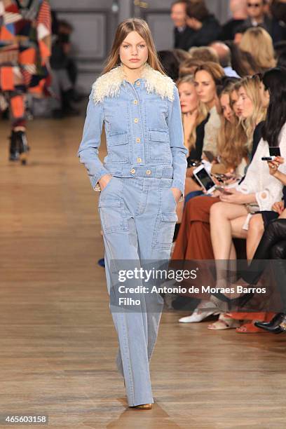 Model walks the runway during the Chloe show as part of the Paris Fashion Week Womenswear Fall/Winter 2015/2016 on March 8, 2015 in Paris, France.