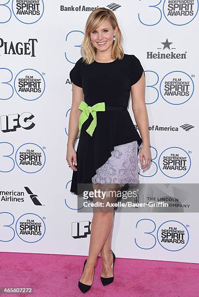 Actress Kristen Bell arrives at the 2015 Film Independent Spirit Awards on February 21, 2015 in Santa Monica, California.