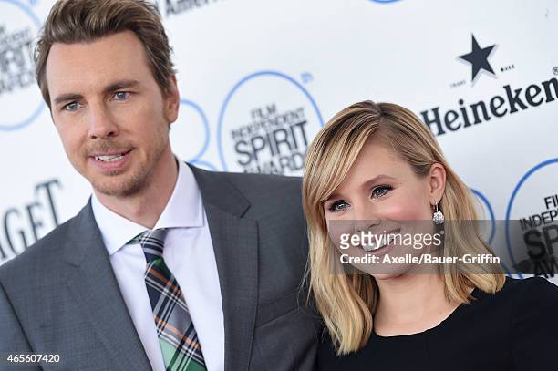 Actors Dax Shepard and Kristen Bell arrive at the 2015 Film Independent Spirit Awards on February 21, 2015 in Santa Monica, California.