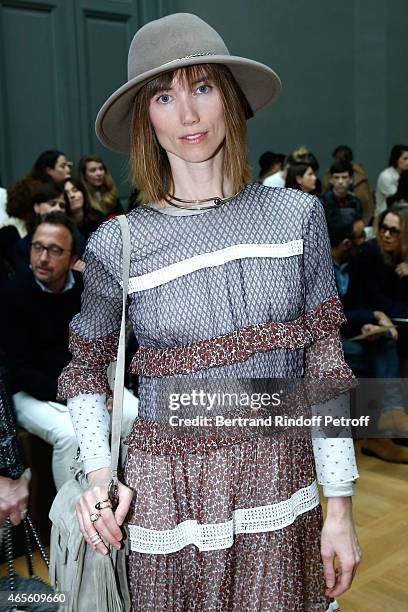 Anya Ziourova attends the Chloe show as part of the Paris Fashion Week Womenswear Fall/Winter 2015/2016 on March 8, 2015 in Paris, France.