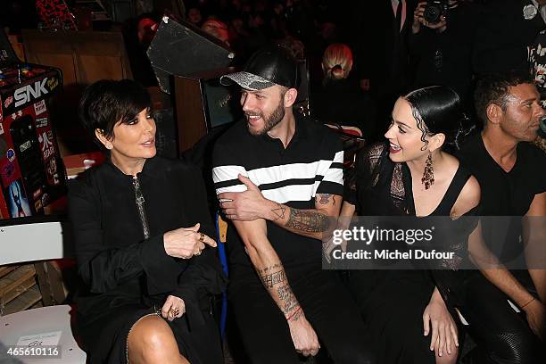 Kris Jenner, Johnny Wujek and Katy Perry attend the Givenchy show as part of the Paris Fashion Week Womenswear Fall/Winter 2015/2016 on March 8, 2015...