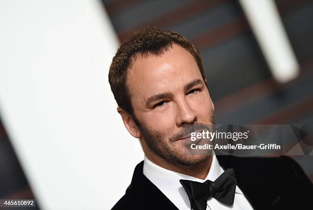 Fashion designer/director Tom Ford arrives at the 2015 Vanity Fair Oscar Party Hosted By Graydon Carter at Wallis Annenberg Center for the Performing...