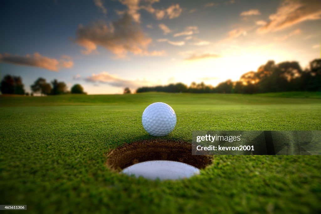 Golf Ball near hole