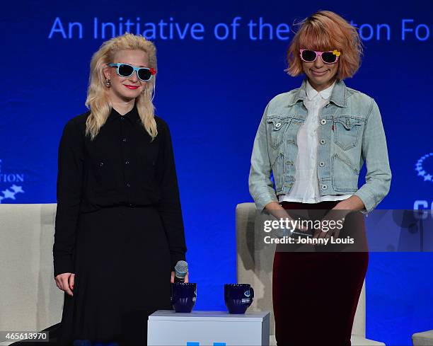 Maria Alekhina and Nadezhda Tolokonnikova of Pussy Riot attend Clinton Global Initiative University at University of Miami on March 7, 2015 in Miami,...