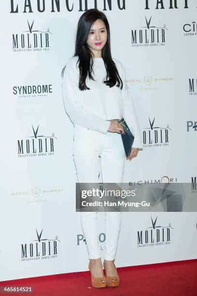 South Korean actress Shin Joo-Ah attends the Moldir Launching Party on January 24, 2014 in Seoul, South Korea.