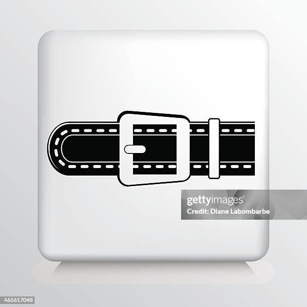 square icon with leather black belt and silver buckle - black belt stock illustrations