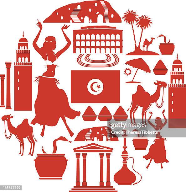 tunisian icon set - belly dancer stock illustrations