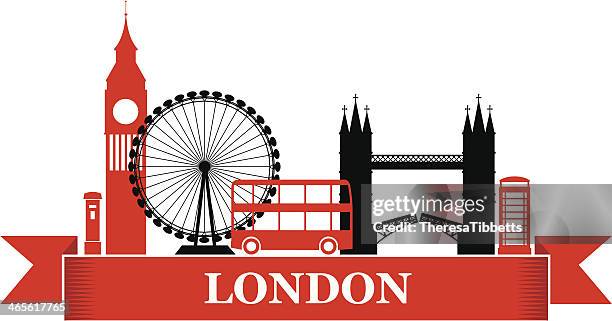 retro london label - ferris wheel stock-grafiken, -clipart, -cartoons und -symbole