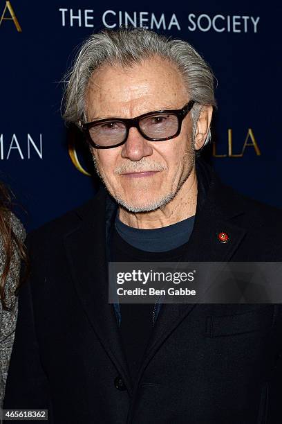Actor Harvey Keitel attends The Cinema Society & Stuart Weitzman Host A Special Screening Of Disney's "Cinderella" at Tribeca Grand Hotel on March 8,...