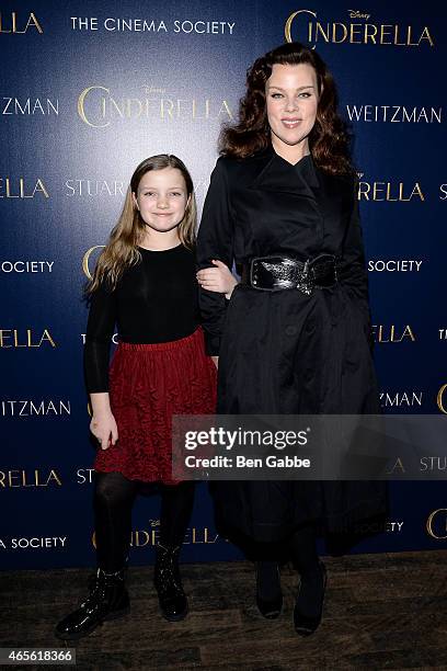 Daughter Giulia Isabel Corcos and actress Debi Mazar attend The Cinema Society & Stuart Weitzman Host A Special Screening Of Disney's "Cinderella" at...