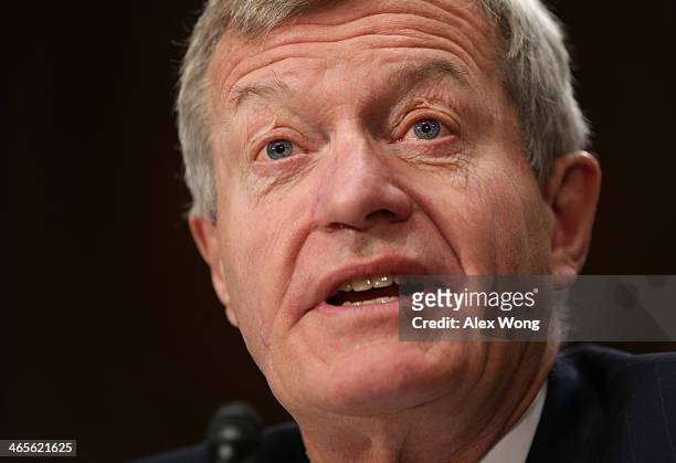 Senator Max Baucus testifies during his confirmation hearing before the Senate Foreign Relations Committee January 28, 2014 on Capitol Hill in...