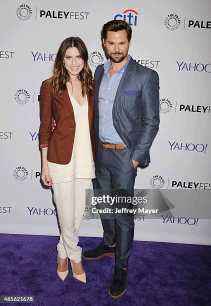 Actress Allison Williams and Andrew Rannells attend The Paley Center For Media's 32nd Annual PALEYFEST LA - 'Girls' at Dolby Theatre on March 8, 2015...