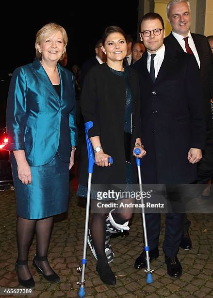 Crown Princess Victoria of Sweden and Prince Daniel of Sweden arrive for a dinner with Hannelore Kraft , Governor of North Rhine-Westphalia during...