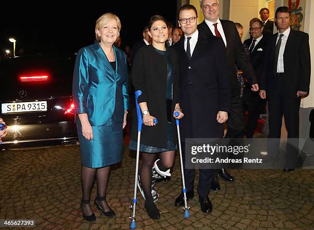 Crown Princess Victoria of Sweden and Prince Daniel of Sweden arrive for a dinner with Hannelore Kraft , Governor of North Rhine-Westphalia during...