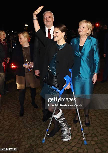 Crown Princess Victoria of Sweden arrives for a dinner with Hannelore Kraft , Governor of North Rhine-Westphalia during her visit to North...