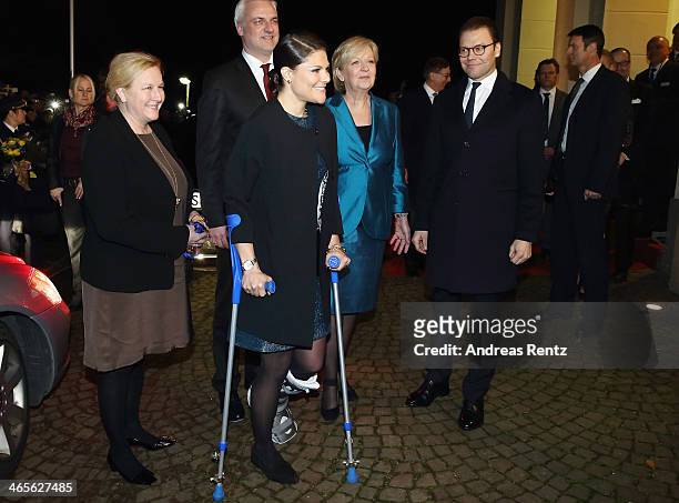 Crown Princess Victoria of Sweden and Prince Daniel of Sweden arrive for a dinner with Hannelore Kraft , Governor of North Rhine-Westphalia during...