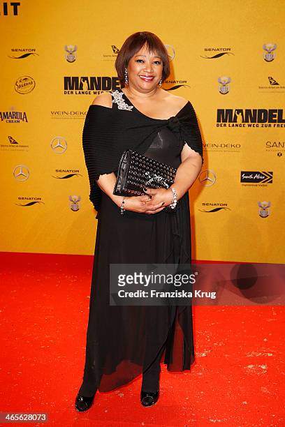 Zindzi Mandela attends the premiere of the film 'Mandela: Long Walk to Freedom' at Zoo Palast on January 28, 2014 in Berlin, Germany.