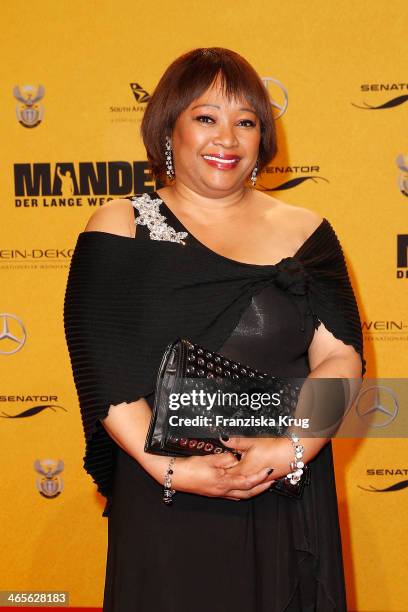 Zindzi Mandela attends the premiere of the film 'Mandela: Long Walk to Freedom' at Zoo Palast on January 28, 2014 in Berlin, Germany.