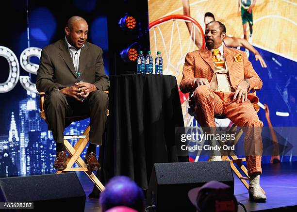 Walter "Clyde" Frazier and John Starks atttend TWC Studios on January 28, 2014 in New York City.