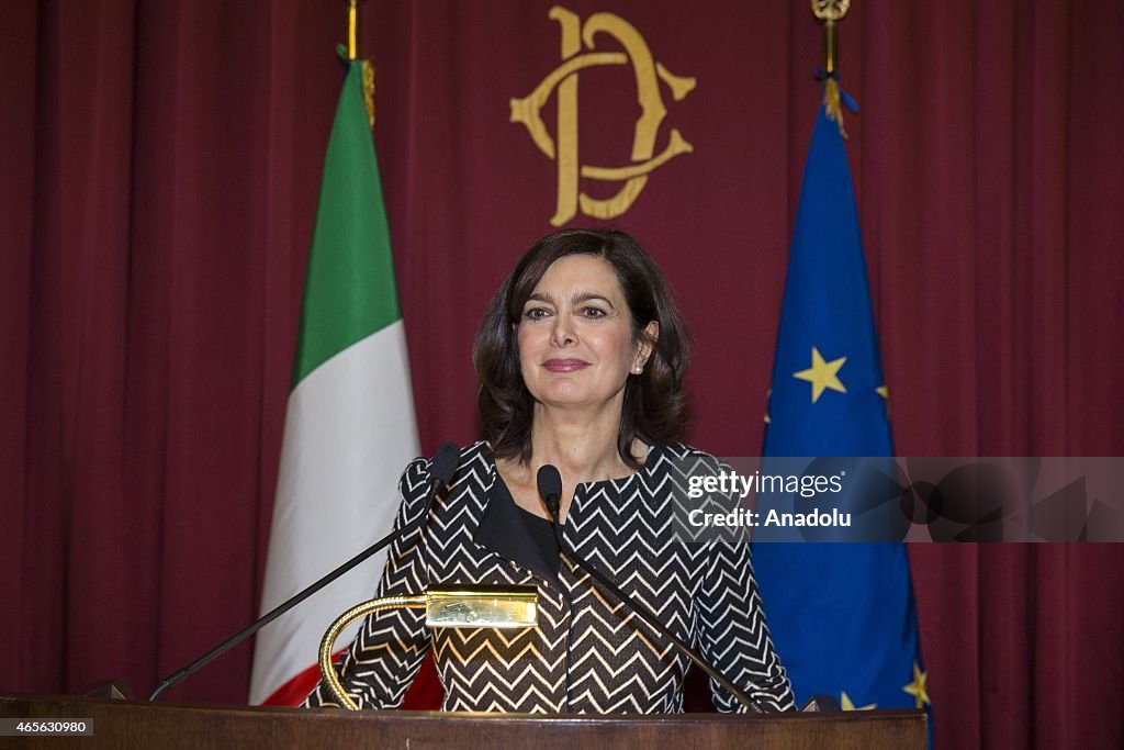 Italian politician Laura Boldrini atends International Women's Day organization