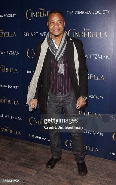 Actor Cuba Gooding Jr. Attends a screening of Disney's "Cinderella" hosted by The Cinema Society and Stuart Weitzman at Tribeca Grand Hotel on March...