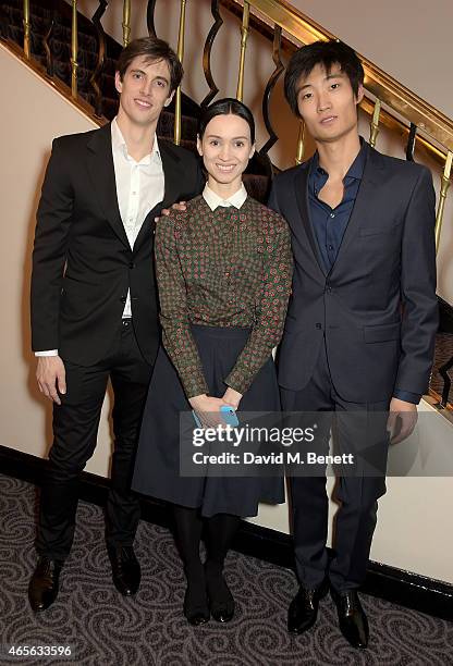 Xander Parish, Olesya Novikova and Kimin Kim attend as the London Coliseum host the 10th Anniversary of the Russian Ballet Icons Gala after-party at...