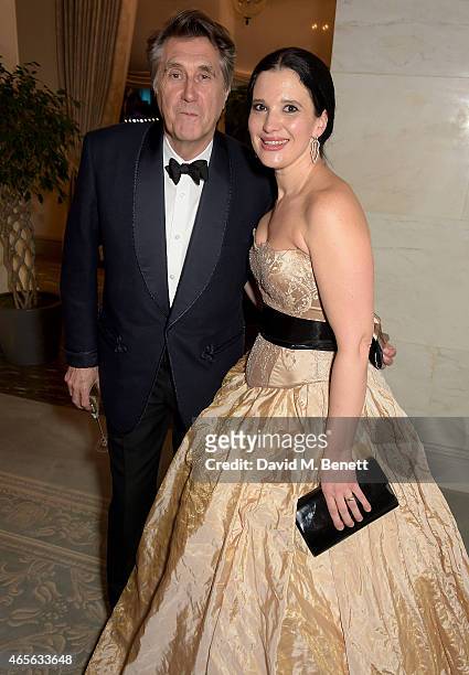 Bryan Ferry and Olga Balakleets attend as the London Coliseum host the 10th Anniversary of the Russian Ballet Icons Gala after-party at The Savoy on...