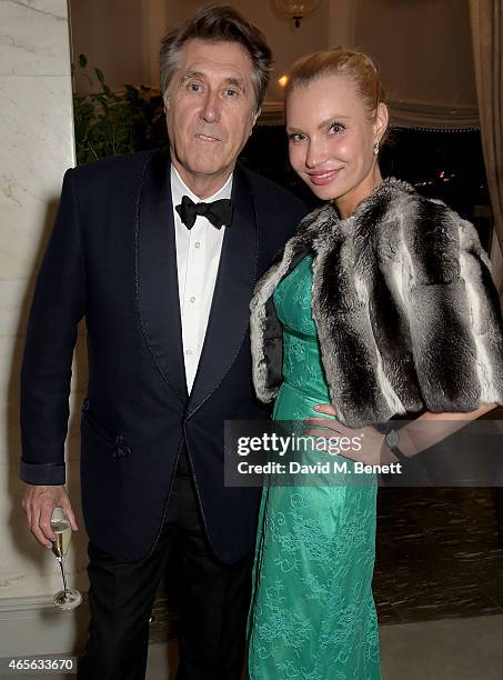 Bryan Ferry and Marinika Smirnova attend as the London Coliseum host the 10th Anniversary of the Russian Ballet Icons Gala after-party at The Savoy...