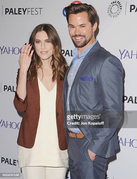 Actress Allison Williams and actor Andrew Rannells arrive at The Paley Center For Media's 32nd Annual PALEYFEST LA - "Girls" at Dolby Theatre on...