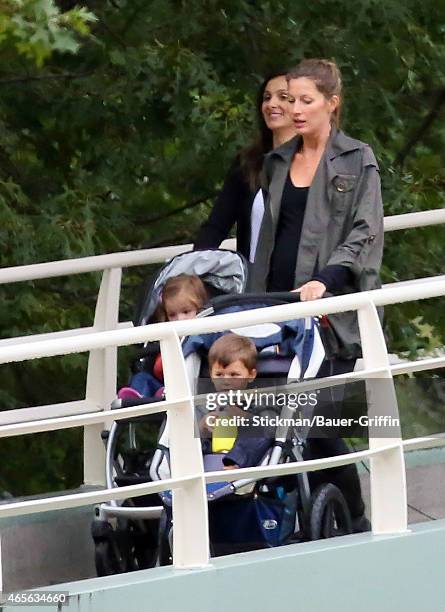 Gisele Bundchen and her son Benjamin Rein Brady are seen on September 22, 2012 in Boston, Massachusetts.