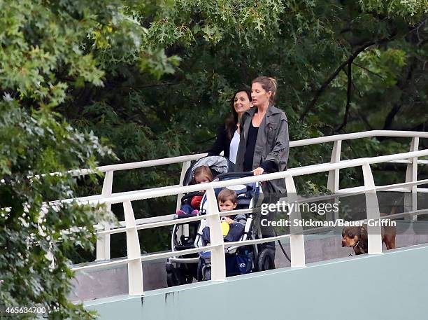 Gisele Bundchen and her son Benjamin Rein Brady are seen on September 22, 2012 in Boston, Massachusetts.