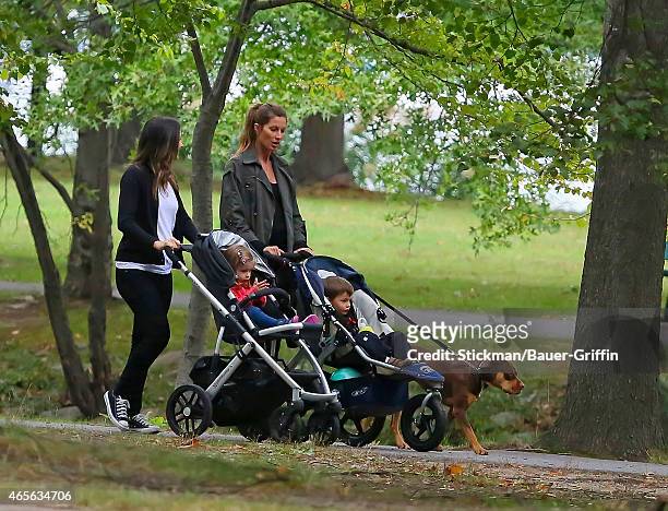 Gisele Bundchen and her son Benjamin Rein Brady are seen on September 22, 2012 in Boston, Massachusetts.