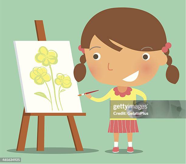 the little painter - children painting stock illustrations