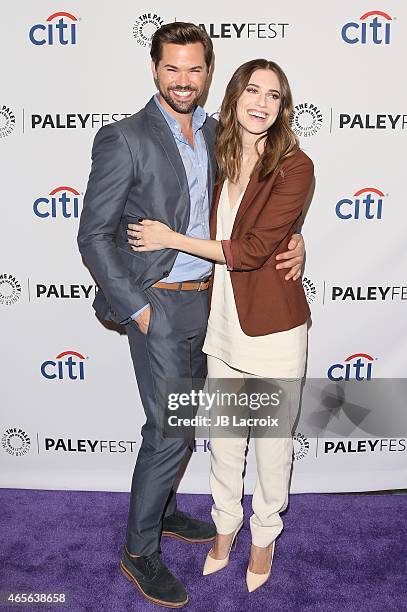 Actors Allison Williams and Andrew Rannells attend The Paley Center For Media's 32nd Annual PALEYFEST LA - 'Girls' at Dolby Theatre on March 8, 2015...