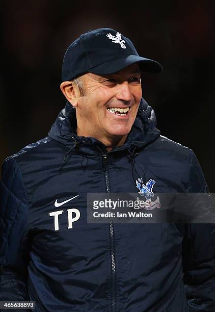 Crystal Palace manager Tony Pulis smiles prior to the Barclays Premier League match between Crystal Palace and Hull City at Selhurst Park on January...