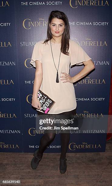 Lily Lane attends a screening of Disney's "Cinderella" hosted by The Cinema Society and Stuart Weitzman at Tribeca Grand Hotel on March 8, 2015 in...