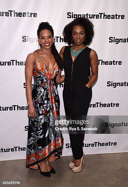 Tara A. Nicolas and Kristolyn Lloyd attend "The Liquid Plane" Opening Night Party at Signature Theatre Company's The Pershing Square Signature Center...